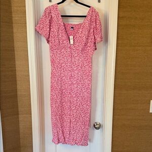 Old Navy Pink Floral Midi Dress
